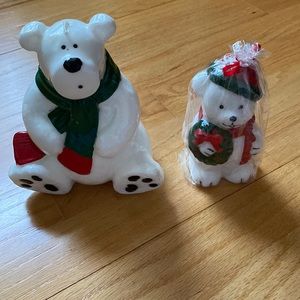 2 Polar Bear Christmas Bear candles